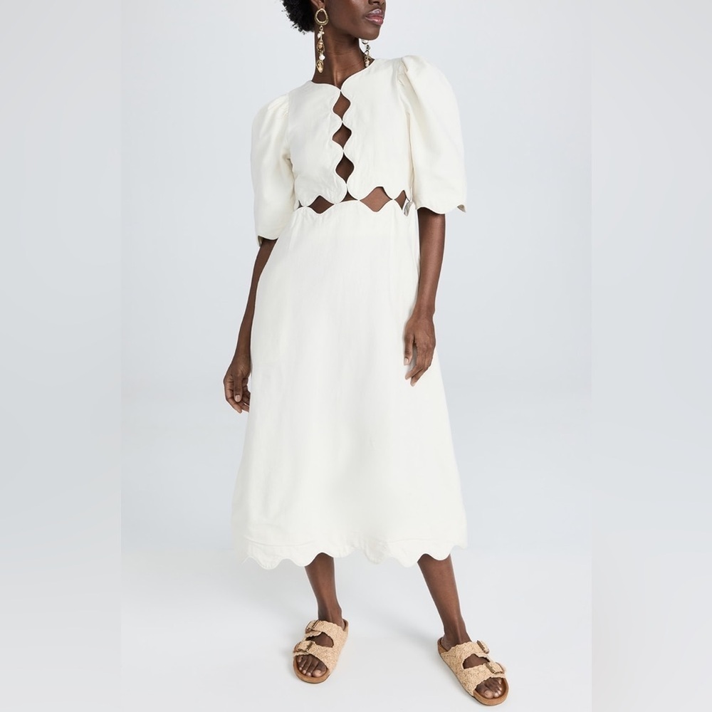Sea New York Cream Buttoned Puff Sleeve Sundress